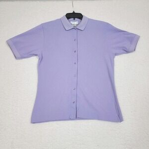 OUTER BANKS Womens Full Button Down Polo Shirt~ Size S ~ Purple 100% Cotton